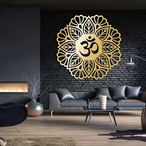 UGJSH Metal Mandala Wall Art, Metal Om Wall Art, Zen Decor for Office, Living Room, Bedroom, Yoga (Gold, 20" W x 20" H / 50x50cm) in Saudi Arabia