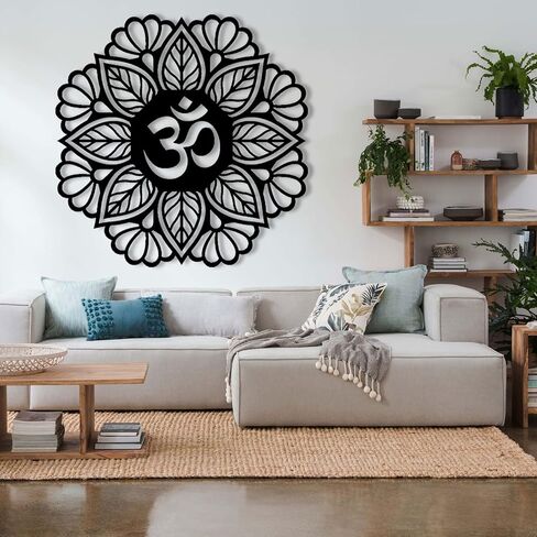 UGJSH Metal Mandala Wall Art, Metal Om Wall Art, Zen Decor for Office, Living Room, Bedroom, Yoga (Gold, 20" W x 20" H / 50x50cm) in Saudi Arabia