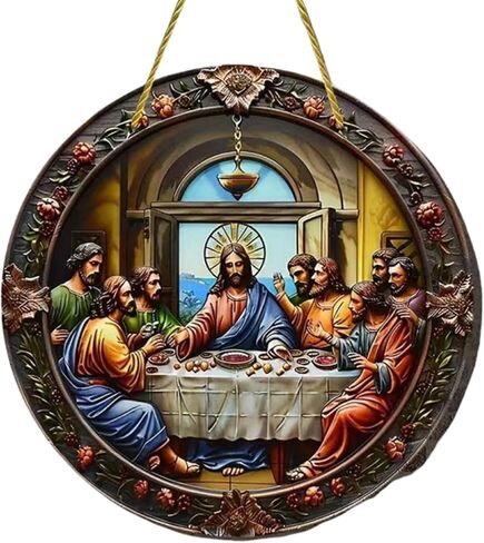 JaeyiTfu Last Supper Wall Art، ديكور يسوع الراتنج ثلاثي الأبعاد، زخرفة مسيحية للمنزل والكنيسة، La Ultima Cena Cuadro، ديكور سانتا سينا، هدية دينية مثالية، تصميم متوافق مع Suncatcher in Saudi Arabia