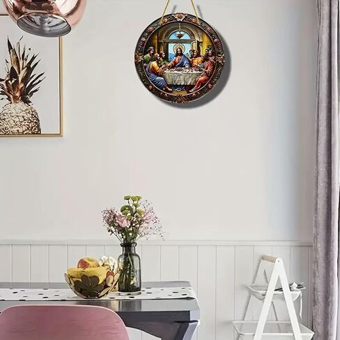 JaeyiTfu Last Supper Wall Art، ديكور يسوع الراتنج ثلاثي الأبعاد، زخرفة مسيحية للمنزل والكنيسة، La Ultima Cena Cuadro، ديكور سانتا سينا، هدية دينية مثالية، تصميم متوافق مع Suncatcher in Saudi Arabia