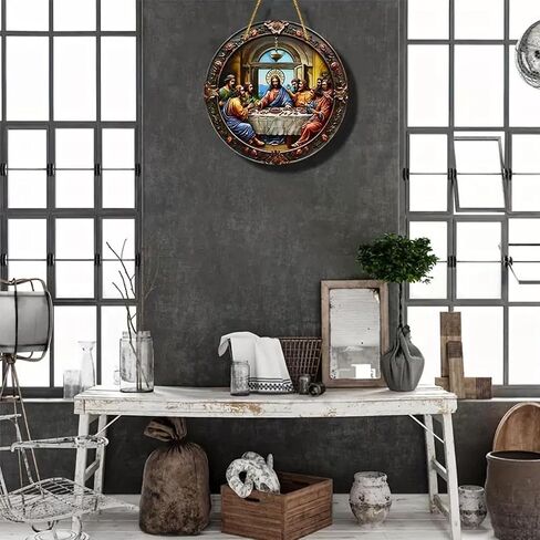 JaeyiTfu Last Supper Wall Art، ديكور يسوع الراتنج ثلاثي الأبعاد، زخرفة مسيحية للمنزل والكنيسة، La Ultima Cena Cuadro، ديكور سانتا سينا، هدية دينية مثالية، تصميم متوافق مع Suncatcher in Saudi Arabia