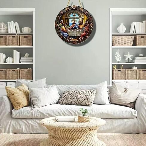 JaeyiTfu Last Supper Wall Art، ديكور يسوع الراتنج ثلاثي الأبعاد، زخرفة مسيحية للمنزل والكنيسة، La Ultima Cena Cuadro، ديكور سانتا سينا، هدية دينية مثالية، تصميم متوافق مع Suncatcher in Saudi Arabia