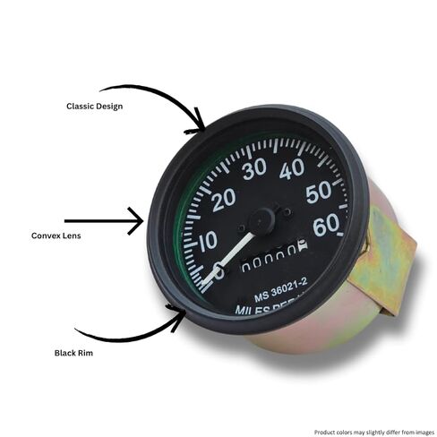 عداد السرعة/عداد سرعة الدوران CJ GPW، 0-60 ميل في الساعة | يناسب 1946-1964 Willys MB Jeeps Ford CJ2A CJ3A CJ3B 17206.01 | مرجع OE: 640131|(وجه قرص أسود، إطار أسود) in Kuwait