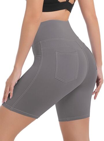 Plus Size Women's 8'' Athletic Long Shorts with 4 Pockets High Waisted Shorts for Women Walking Running Casual in Saudi Arabia