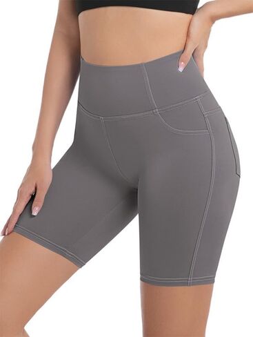 Plus Size Women's 8'' Athletic Long Shorts with 4 Pockets High Waisted Shorts for Women Walking Running Casual in Saudi Arabia