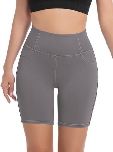 Plus Size Women's 8'' Athletic Long Shorts with 4 Pockets High Waisted Shorts for Women Walking Running Casual in Saudi Arabia