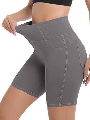 Plus Size Women's 8'' Athletic Long Shorts with 4 Pockets High Waisted Shorts for Women Walking Running Casual in Saudi Arabia