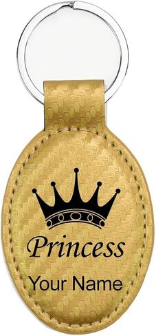 LaserGram Oval Keychain, Princess Crown, Personalized Engraving Included (Pink) in Saudi Arabia