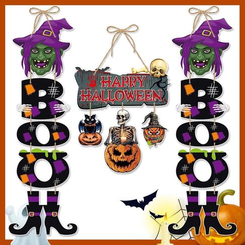 Halloween Door Decorations Halloween Witch Boo Legs Front Door Hanger Scary Pumpkin Hanging Happy Sign Wall Decor for Room Party Indoor Home Decor in Saudi Arabia