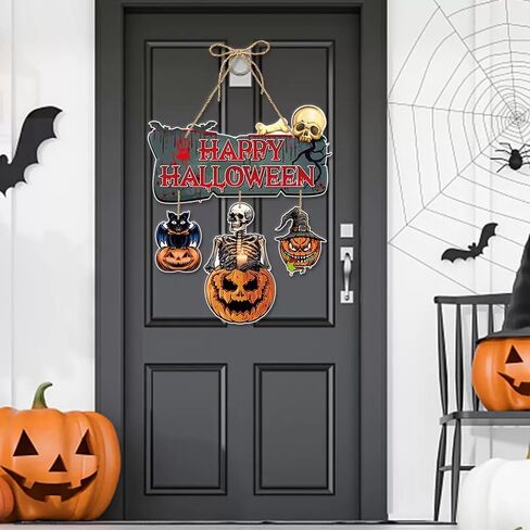 Halloween Door Decorations Halloween Witch Boo Legs Front Door Hanger Scary Pumpkin Hanging Happy Sign Wall Decor for Room Party Indoor Home Decor in Saudi Arabia