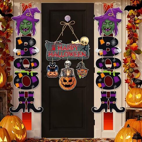 Halloween Door Decorations Halloween Witch Boo Legs Front Door Hanger Scary Pumpkin Hanging Happy Sign Wall Decor for Room Party Indoor Home Decor in Saudi Arabia