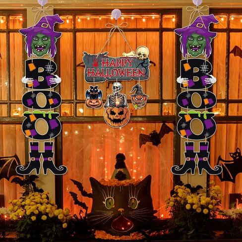 Halloween Door Decorations Halloween Witch Boo Legs Front Door Hanger Scary Pumpkin Hanging Happy Sign Wall Decor for Room Party Indoor Home Decor in Saudi Arabia