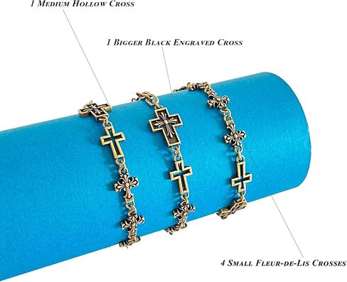 Gold Chain Link Bracelets for Women Cross Bracelet Gothic Christian Things Confirmation Gifts for Teen Girls Wealth and Good Luck Jewelry in Kuwait