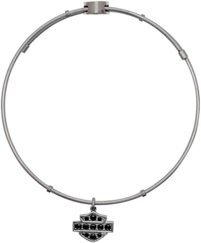 Harley-Davidson Women's Black Bling B&S Bangle Bracelet, Stainless Steel, Adjustable 7.5" in Saudi Arabia