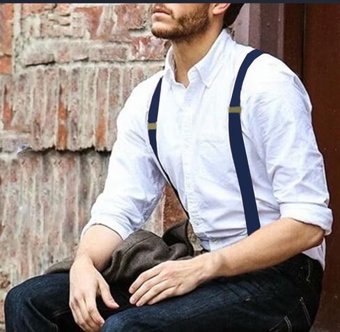 Heavy Duty Men's Suspenders with Hooks Wide Adjustable Elastic Work Suspenders Vintage X-back Suspenders for Men in Saudi Arabia