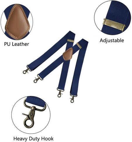 Heavy Duty Men's Suspenders with Hooks Wide Adjustable Elastic Work Suspenders Vintage X-back Suspenders for Men in Saudi Arabia