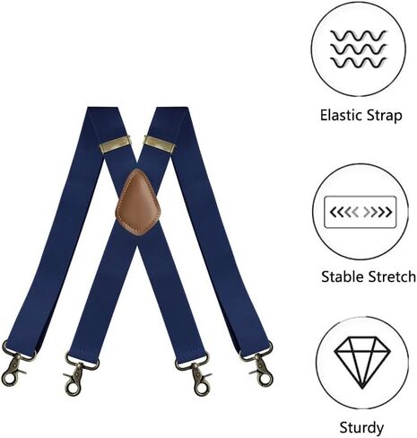 Heavy Duty Men's Suspenders with Hooks Wide Adjustable Elastic Work Suspenders Vintage X-back Suspenders for Men in Saudi Arabia
