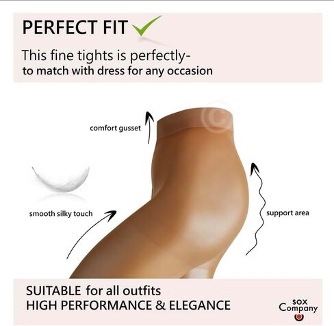 5-pack,12Denier brand women's tights-Comfort waistband,non-reinforced throughout, comfortable in Saudi Arabia