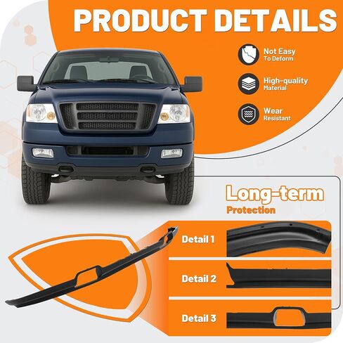 KUAFU الستارة الأمامية المصد متوافقة مع 2004 2005 Ford F-150 FX4، Lariat، STX، XL، XLT، King Ranch (نماذج 4WD) مع استبدال فتحات خطاف السحب لFO1095206 4L3Z17626BAB غطاء المصد السفلي in Kuwait