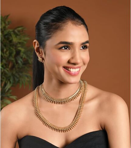 مجموعة مجوهرات قلادة زفاف هندية مطلية بالذهب عيار 18 قيراط من I Jewels على طراز بوليوود للنساء/الفتيات (MC116-123FL) in Saudi Arabia