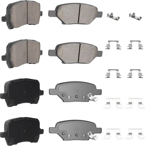 مجموعة وسادات فرامل قرصية سيراميك أمامية وخلفية لسيارة Chevy Malibu 2004-2012، لسيارة Pontiac G5 2007-2009، G6 2006-2010، لسيارة Saturn Aura 2007-2009 8 قطع (مع الأجهزة) in Saudi Arabia