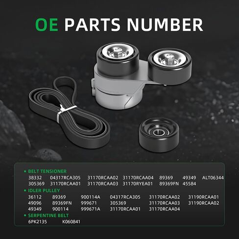 ‎90K-38332 Serpentine Belt Tensioner Drive Component Kit Fit for Honda Accord 2003-2010, for Odyssey 2005-2010, for Pilot 2005-2008, for Ridgeline 2006-2011, for Acura MDX/RL/TL 2003-2013 in Saudi Arabia