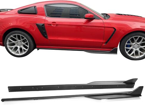 IKON MOTORSPORTS, Side Skirts Compatible with 2010-2014 Ford Mustang, Gloss Black ABS GT500 Style Exterior Side Skirt Extensions Rocker Panel, 2011 2012 2013 in Saudi Arabia