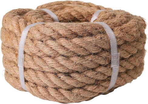 Natural Hemp Rope, 1 Inch Thick Rope 33Ft Long, Twisted Manila Jute, Ideal for Tug of War, Crafts, Porch Swing, Decor, Railing, Docks, Landscaping in Saudi Arabia