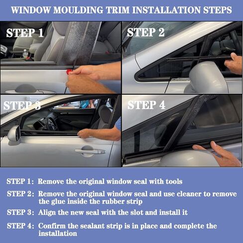 4Pcs Window Moulding Trim Weatherstrip Window Seal Compatible with 2016 2017 2018 2019 2020 2021 Honda Civic 4 Door Sedan Replaces 72450-TEA-T01 72410-TEA-T01 72950-TEA-T01 72910-TEA-T01 in Saudi Arabia