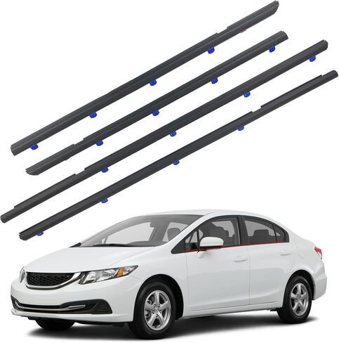 4Pcs Window Moulding Trim Weatherstrip Window Seal Compatible with 2016 2017 2018 2019 2020 2021 Honda Civic 4 Door Sedan Replaces 72450-TEA-T01 72410-TEA-T01 72950-TEA-T01 72910-TEA-T01 in Saudi Arabia
