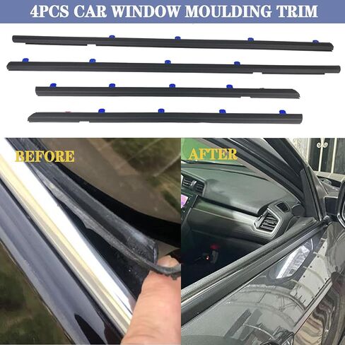 4Pcs Window Moulding Trim Weatherstrip Window Seal Compatible with 2016 2017 2018 2019 2020 2021 Honda Civic 4 Door Sedan Replaces 72450-TEA-T01 72410-TEA-T01 72950-TEA-T01 72910-TEA-T01 in Saudi Arabia