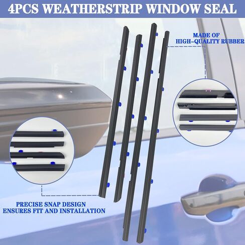 4Pcs Window Moulding Trim Weatherstrip Window Seal Compatible with 2016 2017 2018 2019 2020 2021 Honda Civic 4 Door Sedan Replaces 72450-TEA-T01 72410-TEA-T01 72950-TEA-T01 72910-TEA-T01 in Saudi Arabia
