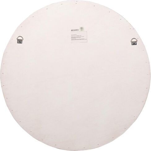 East at Main Round White Wall Mirror with Coconut Shell Frame – 28.25" Handcrafted Boho Accent Mirror for Bathroom, Living Room, or Entryway – Decorative Rustic Mirror with Painted Natural Texture in Saudi Arabia