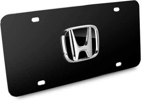 صورة iPick لشعار Honda ثلاثي الأبعاد باللون الأسود على لوحة ترخيص سوداء من الفولاذ المقاوم للصدأ للديكور in Saudi Arabia