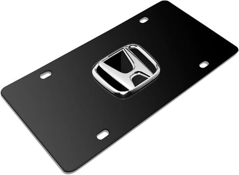 صورة iPick لشعار Honda ثلاثي الأبعاد باللون الأسود على لوحة ترخيص سوداء من الفولاذ المقاوم للصدأ للديكور in Saudi Arabia