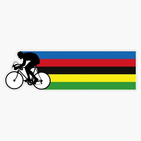 Cycling World Champion Rainbow Stripes | UCI Rainbow Stripes Silhotte Bumper Sticker Vinyl Decal 5" in Saudi Arabia