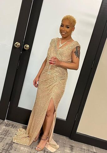 Sequin Long Prom Dresses for Women 2025 Mermaid Sparkly Ruched Formal Evening Gown with Slit in Saudi Arabia