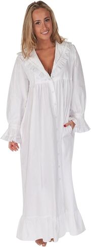 The 1 for U Sleepwear for Women - Button Down Nightgowns for Women, Amelia 100% Cotton Robe in Saudi Arabia
