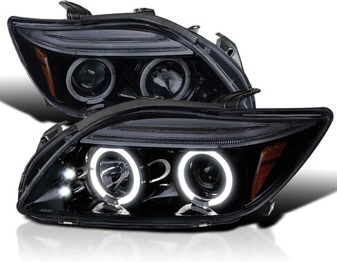 SPEC-D TUNING LED Halo Projector Headlights Black Compatible with 2005-2010 Scion tC, Left + Right Pair Headlamps Assembly in Saudi Arabia