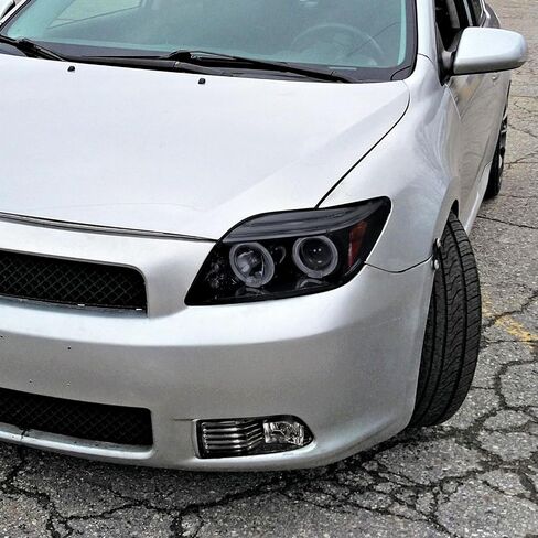 SPEC-D TUNING LED Halo Projector Headlights Black Compatible with 2005-2010 Scion tC, Left + Right Pair Headlamps Assembly in Saudi Arabia