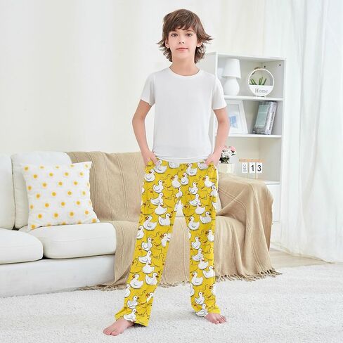 Yellow Duck Ducky Boy's Pajama Pants Kids Long Sleep PJ Pant Boy Pajama Bottoms Elastic Waist Lounge Pants with 2 Pockets L in Kuwait