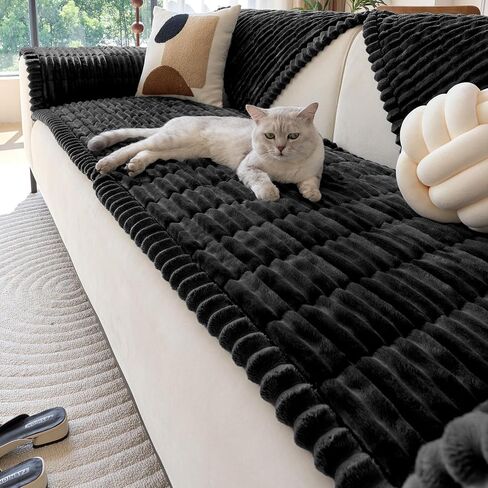 vctops Set of 2 Faux Fur Couch Arm Cover Back Covers, Non-Slip Chair Arm Covers, Soft Fuzzy Arm Rest Cover for Sofa, Armchair Slipcovers Couch Protector for Dogs Cats (Cream,24"x24") in Saudi Arabia