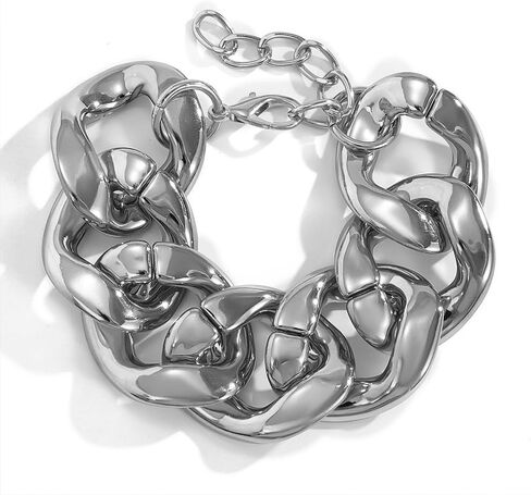 3Pcs Gold Chunky Cuba Chain Bracelets Set for Women Exaggerated Large Silver Cuban Link Bracelet Fashion Hip Hop Statement Jewelry Plus Size Accessories in Saudi Arabia