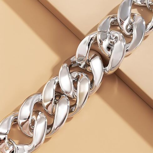 3Pcs Gold Chunky Cuba Chain Bracelets Set for Women Exaggerated Large Silver Cuban Link Bracelet Fashion Hip Hop Statement Jewelry Plus Size Accessories in Saudi Arabia
