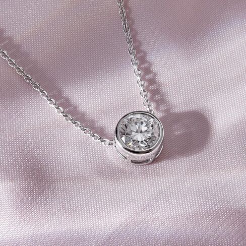 Dewberry 1 Carat Round Cut IGI Certified Lab Grown Diamond Classic Bezel Set Solitaire Pendant Necklace 18 Inch Cable Chain for Women | 14K White Gold or Yellow Gold | Engagement Anniversary Birthday Jewelry Gift for Her (Clarity: VS, Color: FG) in Saudi Arabia