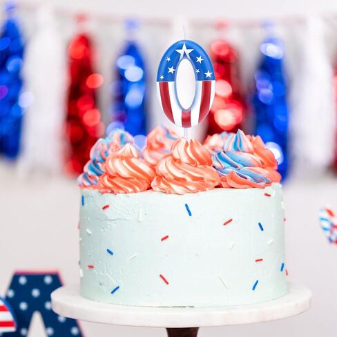 Red and Blue Candle, 0-9 Number Birthday Cake Candle Cartoon Theme Cake Topper America Candles for Boys Girls Birthday Decorations & Party Supplies (Number 5) in Saudi Arabia