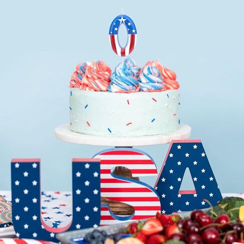 Red and Blue Candle, 0-9 Number Birthday Cake Candle Cartoon Theme Cake Topper America Candles for Boys Girls Birthday Decorations & Party Supplies (Number 5) in Saudi Arabia