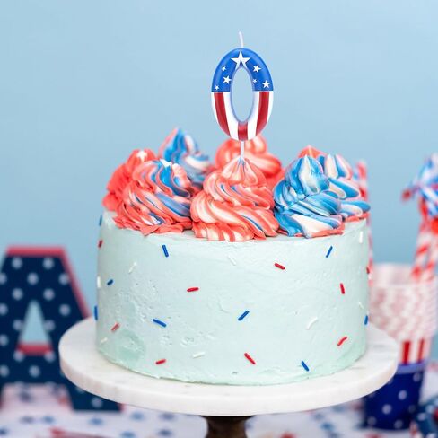 Red and Blue Candle, 0-9 Number Birthday Cake Candle Cartoon Theme Cake Topper America Candles for Boys Girls Birthday Decorations & Party Supplies (Number 5) in Saudi Arabia
