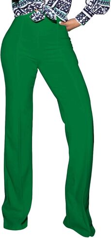 Women's High Waisted Stretchy Bootcut Pull On Dress Pants Casual Work Pants Fitted Trousers in Kuwait