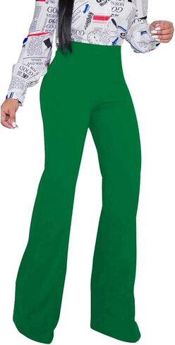 Women's High Waisted Stretchy Bootcut Pull On Dress Pants Casual Work Pants Fitted Trousers in Kuwait